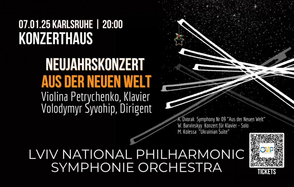 LVIV NATIONAL PHILHARMONIC SYMPHONY ORCHESTRA & Violina Petrychenko (Klavier) in Karlsruhe. Neujahrs Konzert «Aus der Neuen Welt»