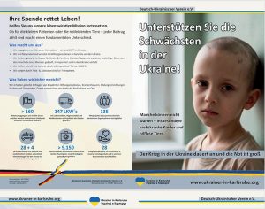Spendenaufruf, Verein Ukrainer in Karlsruhe. Unterstützen Sie die Schwächsten in der Ukraine!