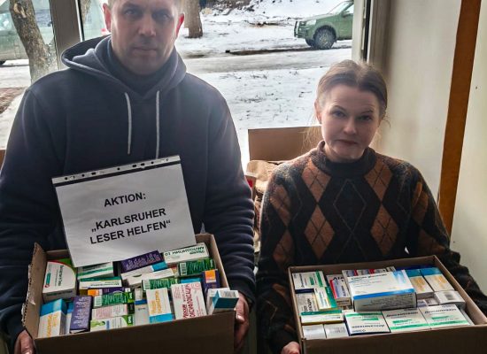 Medikamentenspenden des Deutsch-Ukrainischen Vereins Karlsruhe für Stabilisierungspunkte