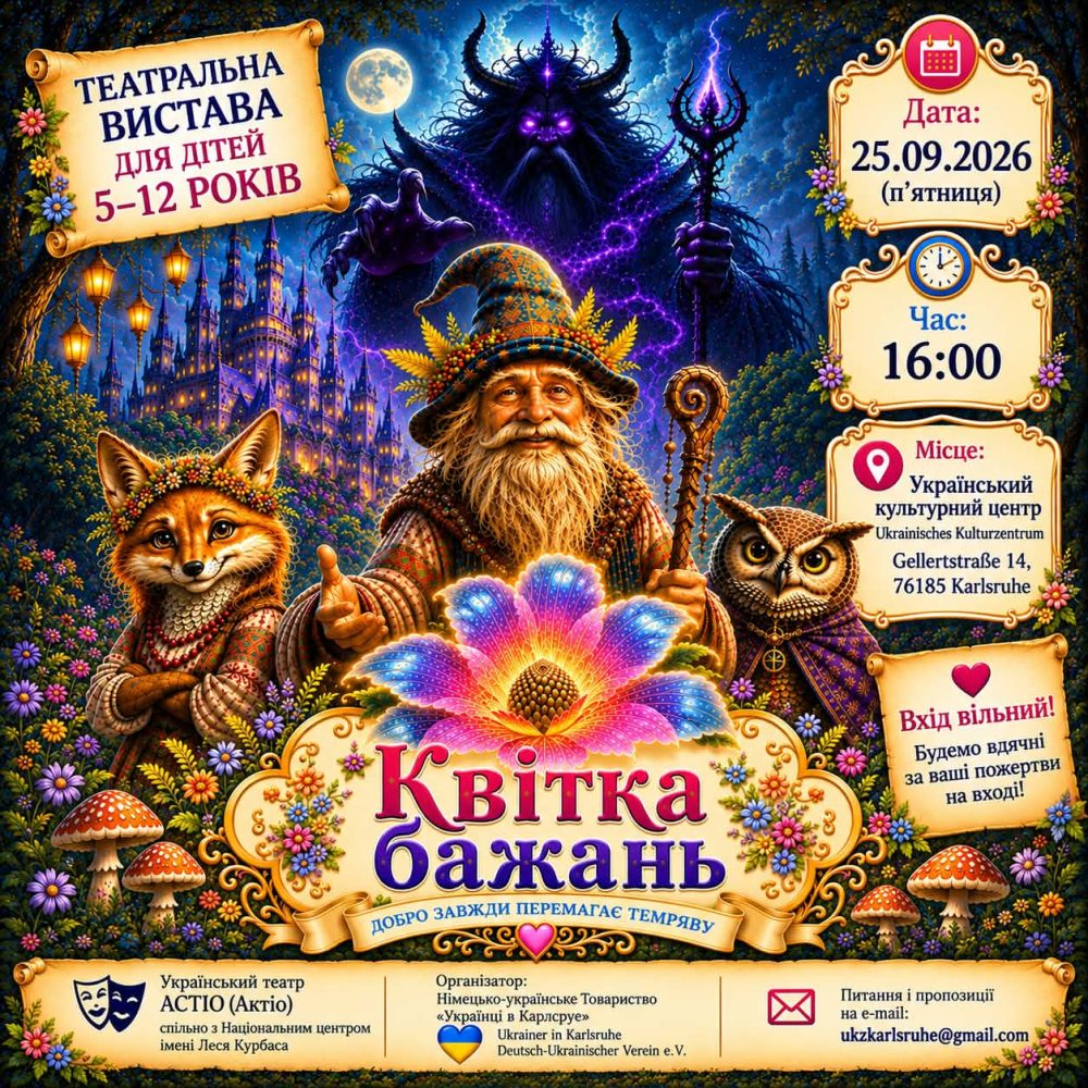Київський театр ACTIO, in Karlsruhe am 25.10.2026. Verein Ukrainer in Karlsruhe